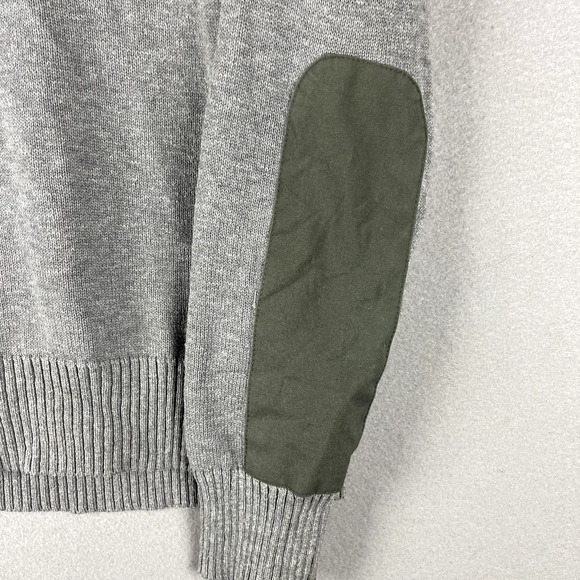 Banana Republic Shawl Collar Sweater Mens Large Gray Elbow Shoulder Patch Cotton - Picture 4 of 16